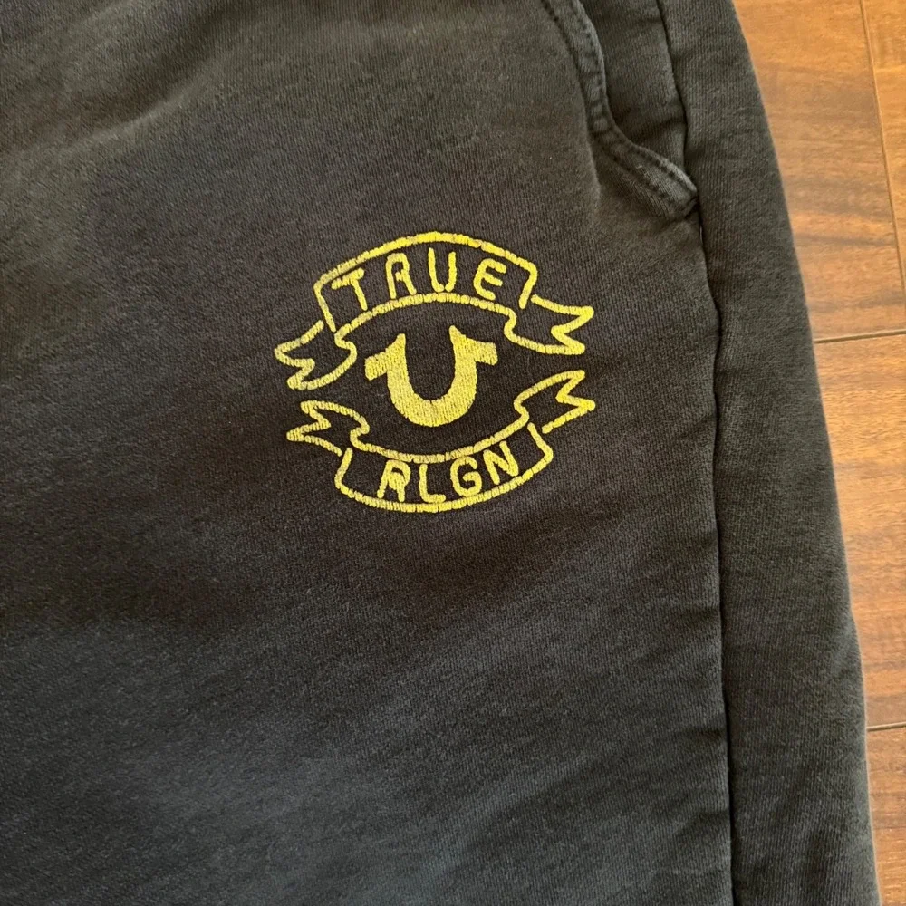 True Religion Black‎ Logo Collegiate Joggers Mens Size XL Heavyweight Sweatpants